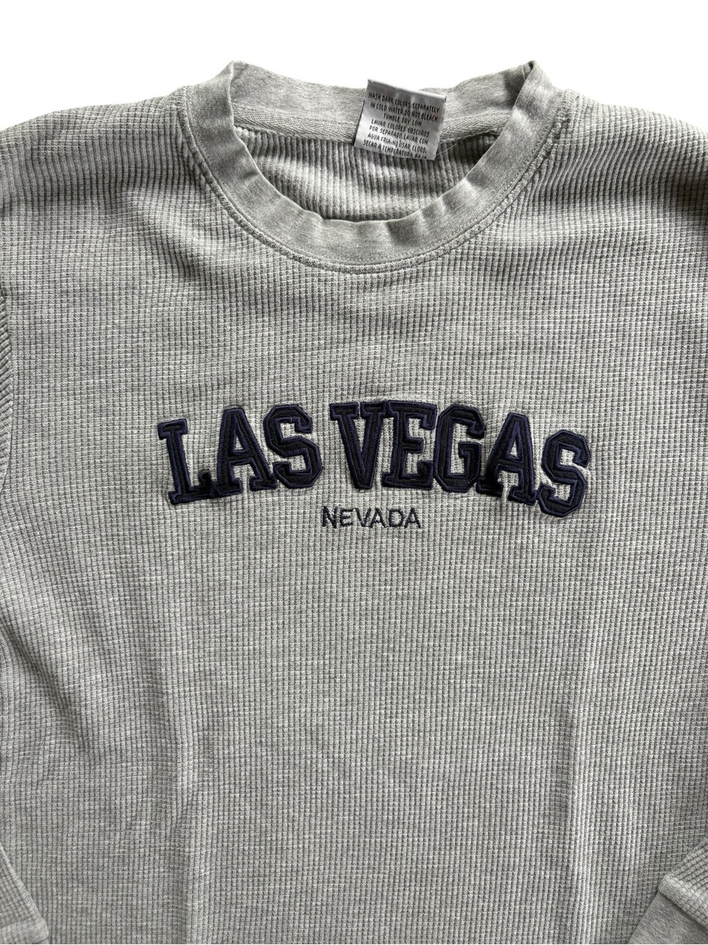 Las Vegas Nevada Waffle Knit Thermal Long Sleeve Shirt Men’s M Gray Medium